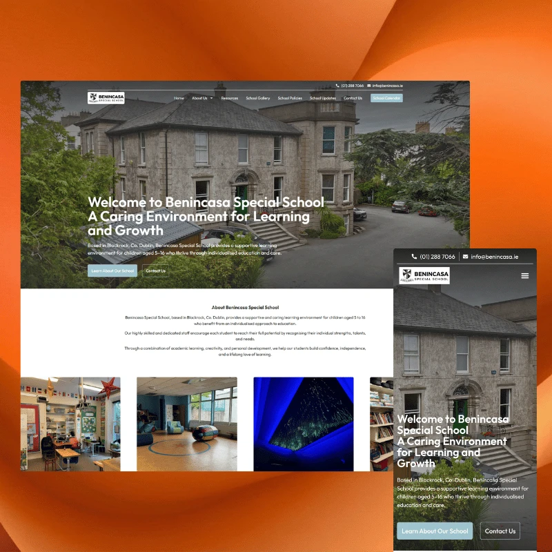 Benincasa Special School desktop homepage opening