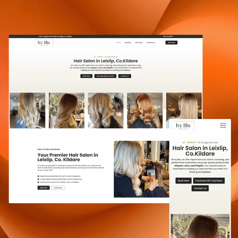 Ivy Blu Hair Salon website designed by SERO