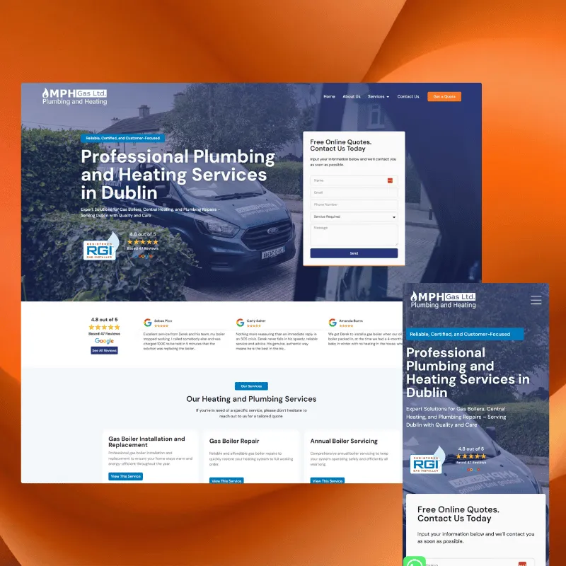 MPH Gas Ltd website shown across desktop and mobile screens
